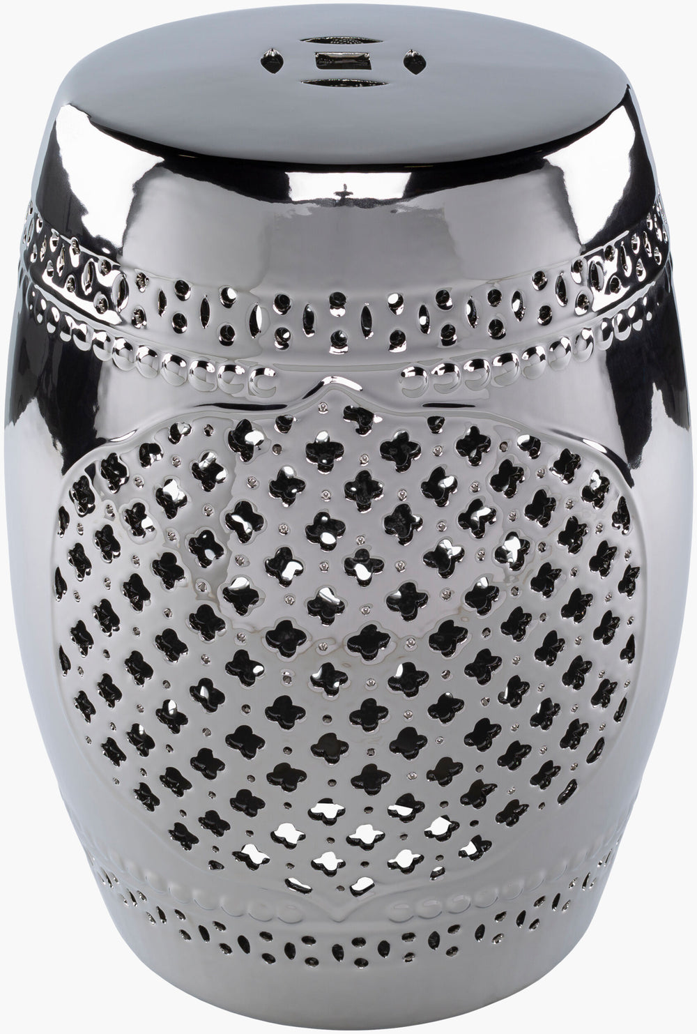 Surya Auburndale 18"H Ceramic Garden Stool - Stylish Outdoor Accent For Modern Patios & Gardens Top, Gold,Base, Gold Ceramic,Ceramic Adl-006