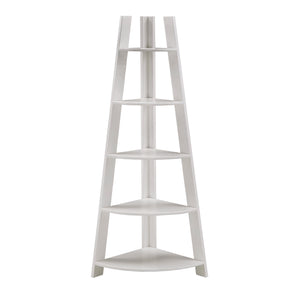 Homelegance By Top-Line Leticia Corner Ladder Bookcase White Rubberwood