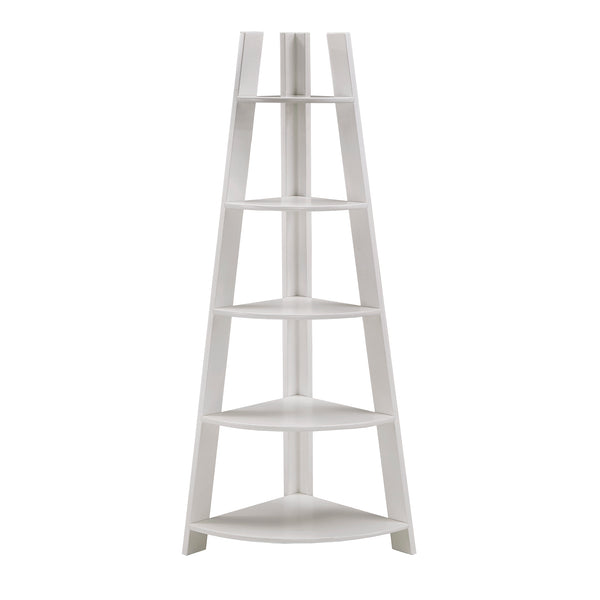 Homelegance By Top-Line Leticia Corner Ladder Bookcase White Rubberwood