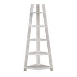 Homelegance By Top-Line Leticia Corner Ladder Bookcase White Rubberwood