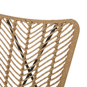 English Elm Gatlin Woven Wicker Outdoor Accent Chair Set Bohemian Curved Shell with Geometric Base 70650.00LBRN
