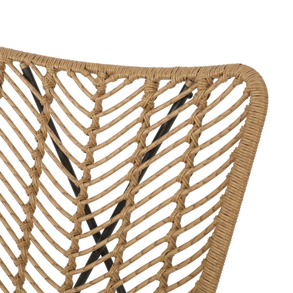 English Elm Gatlin Woven Wicker Outdoor Accent Chair Set Bohemian Curved Shell with Geometric Base 70650.00LBRN
