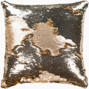 Surya Andrina 18"X18" Glam Modern Accent Pillow | Luxurious Polyester, Unique Design & Easy Care Metallic Silver Polyester,Polyester Adn001-1818p