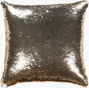 Surya Andrina 18"X18" Glam Modern Accent Pillow | Luxurious Polyester, Unique Design & Easy Care Metallic Silver Polyester,Polyester Adn001-1818p