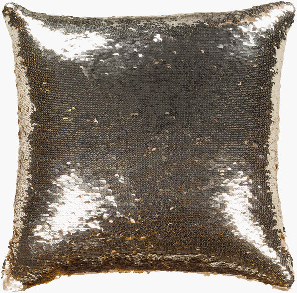 Surya Andrina 18"X18" Glam Modern Accent Pillow | Luxurious Polyester, Unique Design & Easy Care Metallic Silver Polyester,Polyester Adn001-1818p