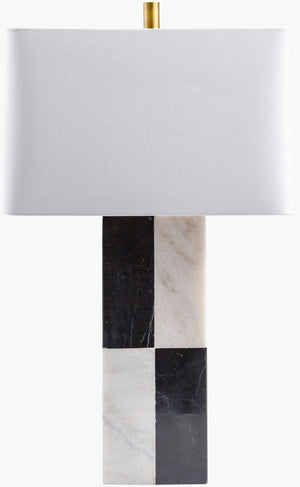 Surya Adornia Elegant Marble Accent Table Lamp - 27"H X 16"W, Timeless Design For Cozy Living Spaces Body, White Marble,Marble,Linen,Polyester,Iron Ado-001