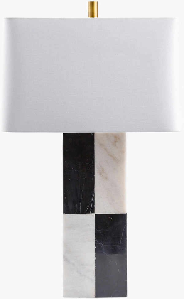 Surya Adornia Elegant Marble Accent Table Lamp - 27"H X 16"W, Timeless Design For Cozy Living Spaces Body, White Marble,Marble,Linen,Polyester,Iron Ado-001