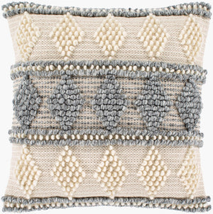 Livabliss Anders Woven Wool Cotton Blend Throw Pillow Farmhouse Cottage Square Accent 20 Inch ADR006-2020P