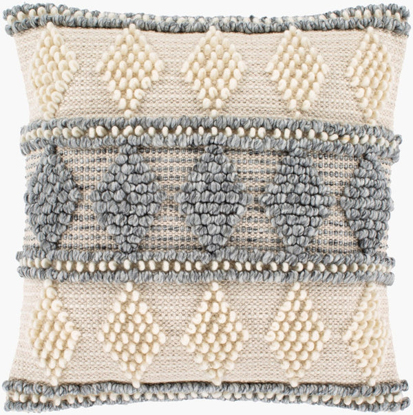 Livabliss Anders Woven Wool Cotton Blend Throw Pillow Farmhouse Cottage Square Accent 20 Inch ADR006-2020P
