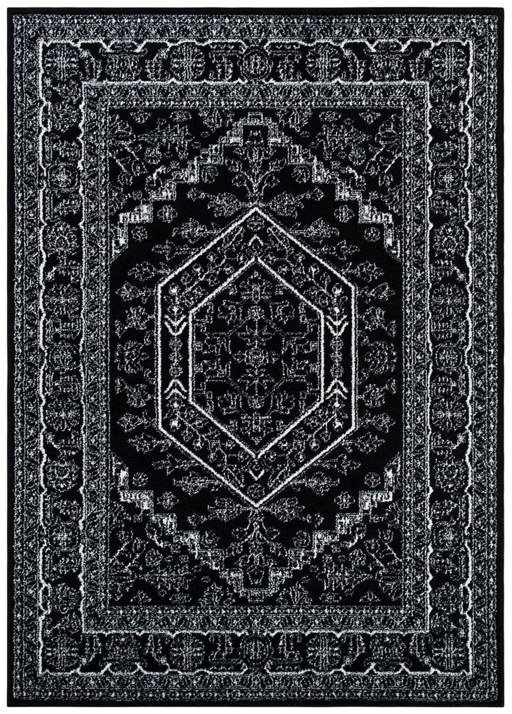 Safavieh Adirondack 108 Power Loomed Rug Black / Ivory 2'-6" x 14'