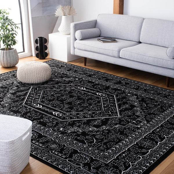 Safavieh Adirondack 108 Power Loomed Rug Black / Ivory 2'-6" x 14'