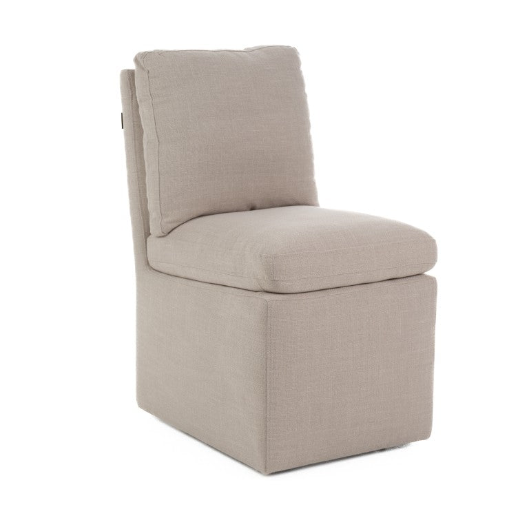 VIG Furniture Adrian Modern Beige Fabric Dining Chair With Castor Wheels, Linen-Look Upholstery, Plush Seat Support VGKK-KF-Y1066-BGE