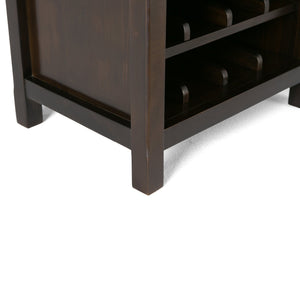 English Elm Avalon Handcrafted High Storage Wine Rack Cabinet with 12-Bottle Rack, Tempered Glass Door, Solid Wood Finish Dark Brown B136P158444