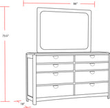 Parker House Escape - Bedroom 8 Drawer Dresser and Mirror Glazed Natural Oak Rubberwood Solids / Oak Veneers BESC-2131-2