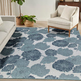 Nourison Garden Oasis GOA04 Machine Made Power-loomed Borderless Design Indoor/Outdoor Tropical Outdoor Rug Blue, Blue 100% Polypropylene 99446959829