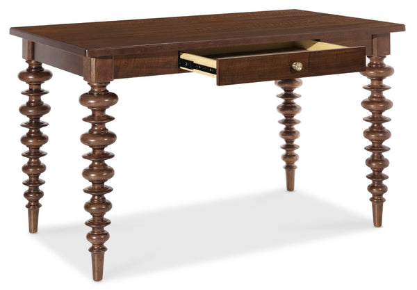 Hooker Furniture Archives Counter-Height Gathering Table With Walnut & Oak Veneers, Solid Wood Edge, Drawer Storage 6123-75206-89