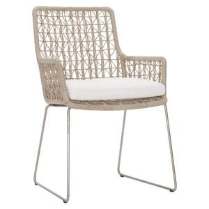 Bernhardt Bernhardt Coastal Woven Outdoor Side Chair With Cushioned Seat, Stainless Frame, Breathable Abaca Support Hazelnut 23"W x 23.75"D x 36"H K1951