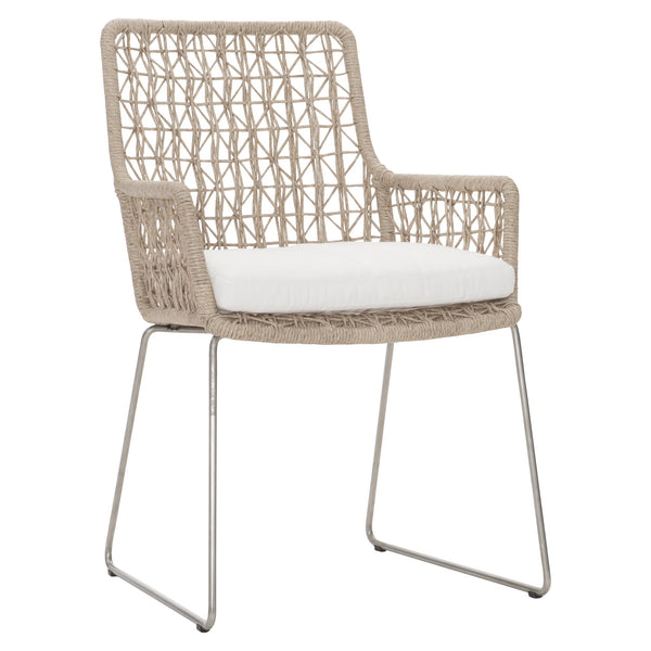 Bernhardt Bernhardt Coastal Woven Outdoor Side Chair With Cushioned Seat, Stainless Frame, Breathable Abaca Support Hazelnut 23"W x 23.75"D x 36"H K1951