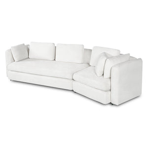 English Elm 116.5" Curved Modular Sofa Deep Cloud Cushions Off-white Fabric Modern Living Room N758T989900A