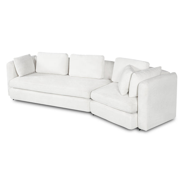 English Elm 116.5" Curved Modular Sofa Deep Cloud Cushions Off-white Fabric Modern Living Room N758T989900A