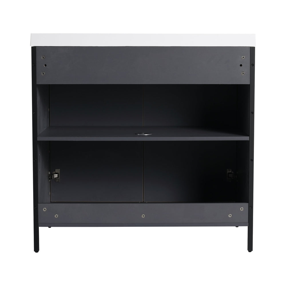 English Elm 36" Freestanding Bathroom Vanity Modern 36 Inch Plywood Cabinet with Soft-Closing Hinges & Shelf W999P251007