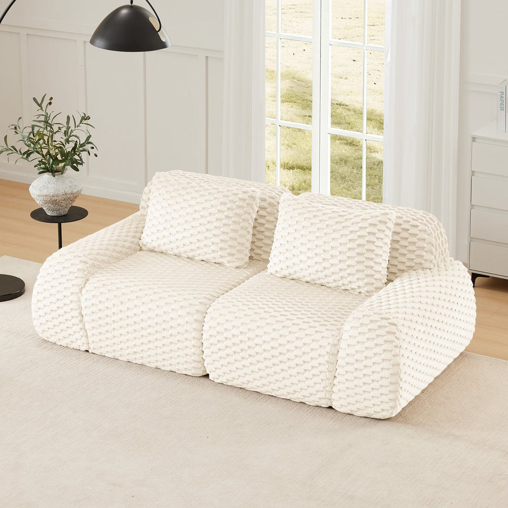 English Elm 82" Modular Sectional Sofa Flannelette Upholstery Deep Seat No Assembly Living Room Cream W714P377086