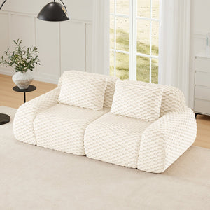 English Elm 82" Modular Sectional Sofa Flannelette Upholstery Deep Seat No Assembly Living Room Cream W714P377086