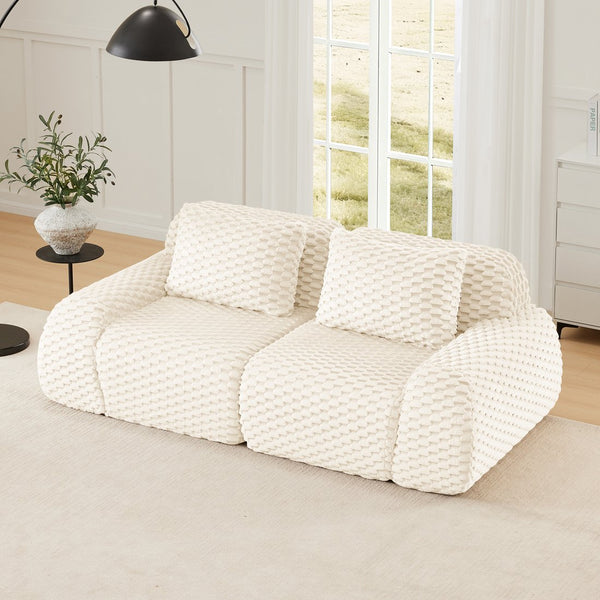 English Elm 82" Modular Sectional Sofa Flannelette Upholstery Deep Seat No Assembly Living Room Cream W714P377086