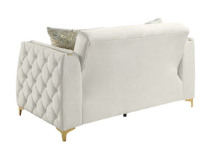 English Elm Lippa Quilted Sleeper Loveseat with Gold Steel Legs Storage and Foam Cushion Seat Off White B009S02229
