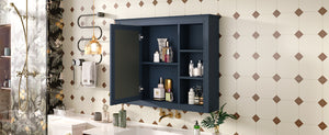 English Elm 35'' Modern Medicine Cabinet Wall Mounted Mirror with Ample Storage, Adjustable Shelves & Towel Rod Blue WF322917AAC