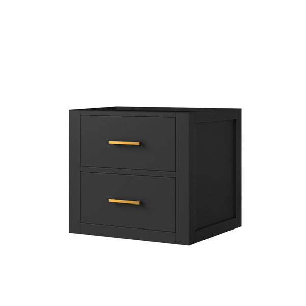 English Elm Black Floating Bath Vanity Wall Hung Cabinet Mid Century Modern Matte Finish B2731P257885