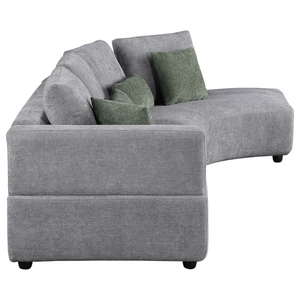 English Elm Lincoln Grey Curved Upholstered Sectional Sofa with Pillow-Back Cushions, Plush Grey Fabric Lounge B062S01310