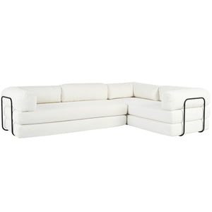English Elm U_style Modular Corduroy Sectional Sofa Converts to Guest Bed for Apartment Living Beige WY000463AAA