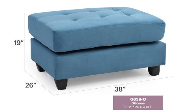 English Elm Stylish Microfiber Ottoman with Modern Profile, Easy-Clean Fabric, Compact 19"H x 38"W x 26"D Comfort Seating Aqua Blue 27 L x 38 W x 16 H B078108358