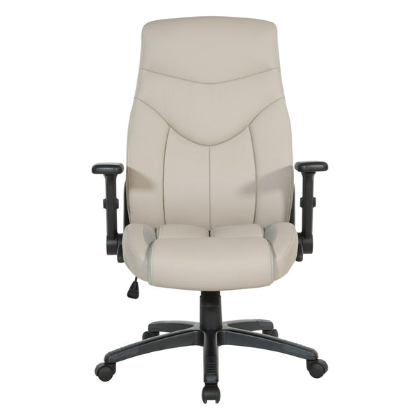 OSP Home Furnishings Exec Bonded Leather High Back Office Chair with Lumbar Support and Ergonomic Tilt Taupe EC90200-EC21