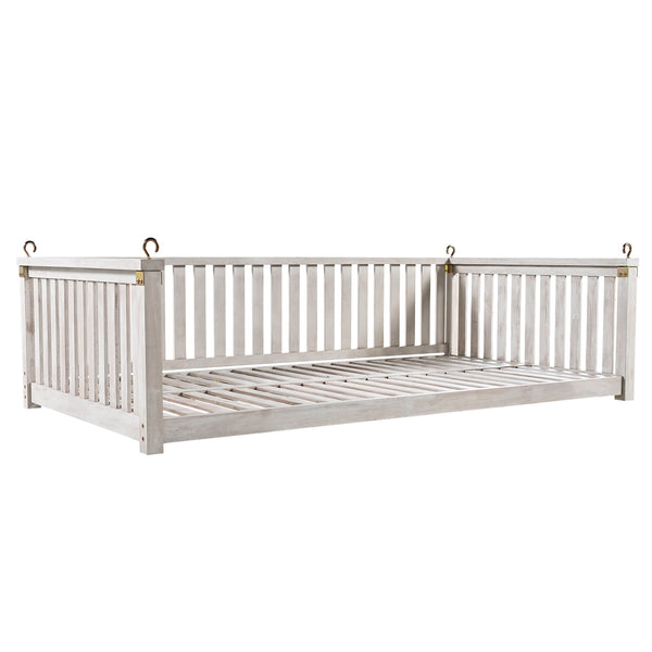English Elm Topmax Acacia Wood Porch Swing Bed Sloped Frame Outdoor Lounger for Backyard Patio White WF319383AAK