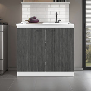English Elm Utility Sink Base Cabinet with Two Doors Shelved Storage White Oak Laundry Room B097S00261