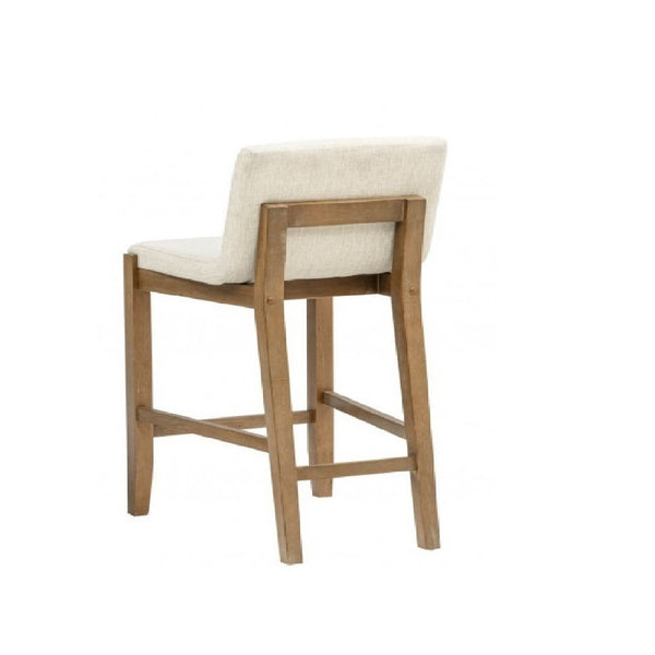 English Elm Solid Wire-brushed Wood Counter Stools Set of 2 with Flax Cushion for Kitchen Island B011P474549