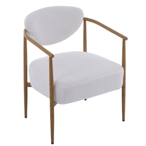 English Elm Beige Woven Fabric Dining Chair Set of Two with Wood Grain Iron Frame for Any Room W3149S00006