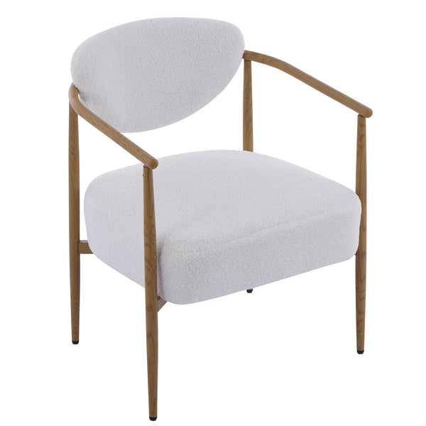 English Elm Beige Woven Fabric Dining Chair Set of Two with Wood Grain Iron Frame for Any Room W3149S00006