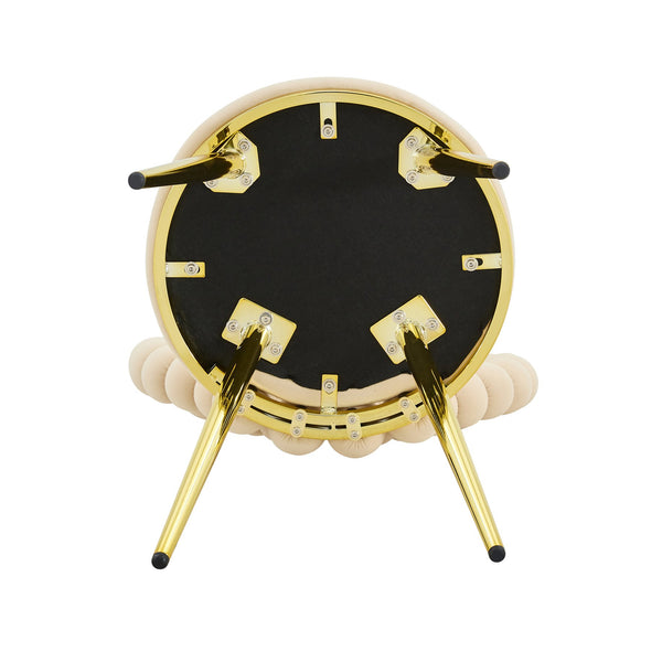 English Elm Unique Heart Shaped Bubble Tufted Velvet Accent Chair Glam Metal Frame Vanity Seat Beige,Gold W3875P446139