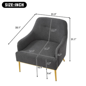 English Elm Modern Chenille Armchair with Curved Back Gold Legs Plush Accent Seat for Any Room Dark Gray N763P360684R