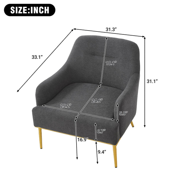 English Elm Modern Chenille Armchair with Curved Back Gold Legs Plush Accent Seat for Any Room Dark Gray N763P360684R