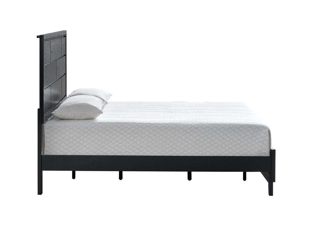 English Elm Glasgow King Bed In Deep Black Finish - Modern Solid Wood Design With Under-Bed Storage Space B078S00634