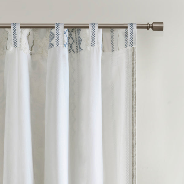 English Elm Cotton Printed Chenille Stripe Curtain Panel with Lining, 50x108, Rod Pocket & Back Tabs for Light Control and Texture Decor B035P294215