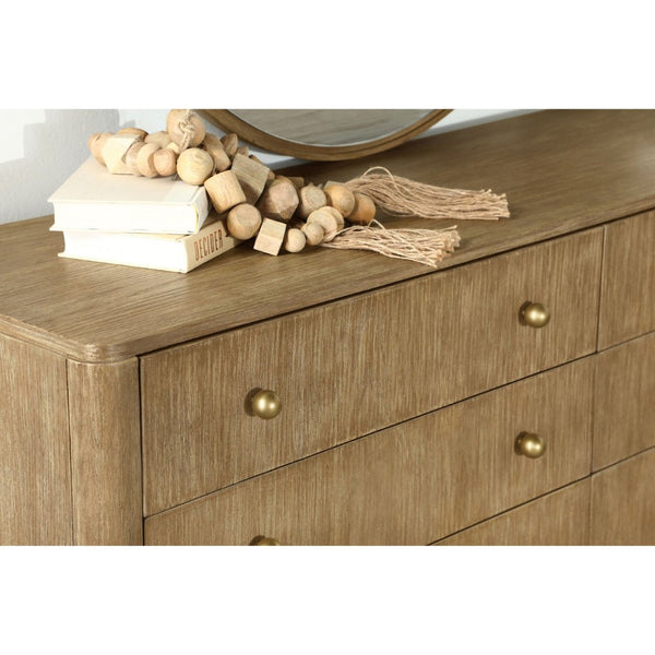 English Elm Stevie Sand Wash 8-Drawer Dresser - Mid-Century Modern Elegance With Bohemian Flair For Stylish Storage B062P358072-GIGA
