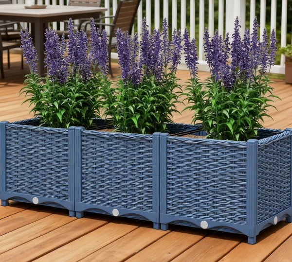 English Elm Outdoor Raised Planter Box with Drainage Reservoir for Herbs Vegetables Balcony T3971P422677