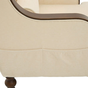 English Elm UNITED Oversized Chaise Lounge Sofa Bed with Solid Wood Arms, High-Resilience Foam, 800lb Capacity and Storage Pockets Beige W1568S00212