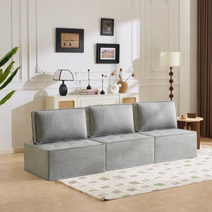 English Elm The light gray linen wooden frame sofa — modular, durable solid wood frame, Nordic comfort for small apartments W3612P395721