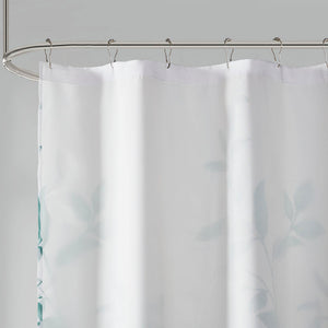 JLA Home Madison Park - Burnout Botanical Shower Curtain with Textured Burnout Detail, Water-Resistant, Machine Washable Elegance Seafoam MP70-6631